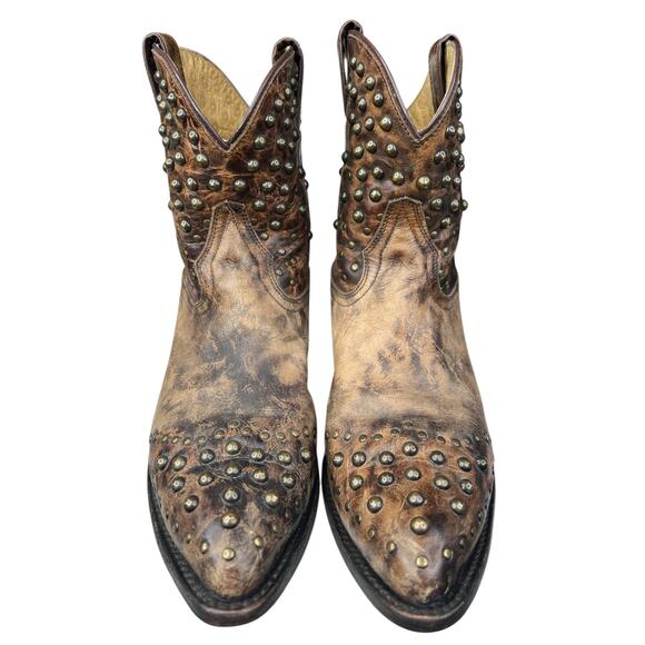 Frye Women’s Billy Brown Leather Studded Western Ankle Boots Size US 8 B - Picture 7 of 10